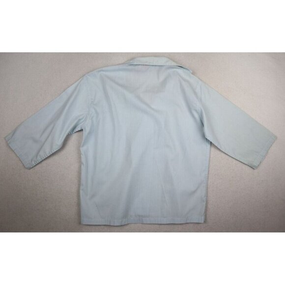 VINTAGE WOMEN'S BLUE 3/4 SLEEVE BUTTON-UP TOP - JOYCE LANE - SIZE 32 - Picture 11 of 12